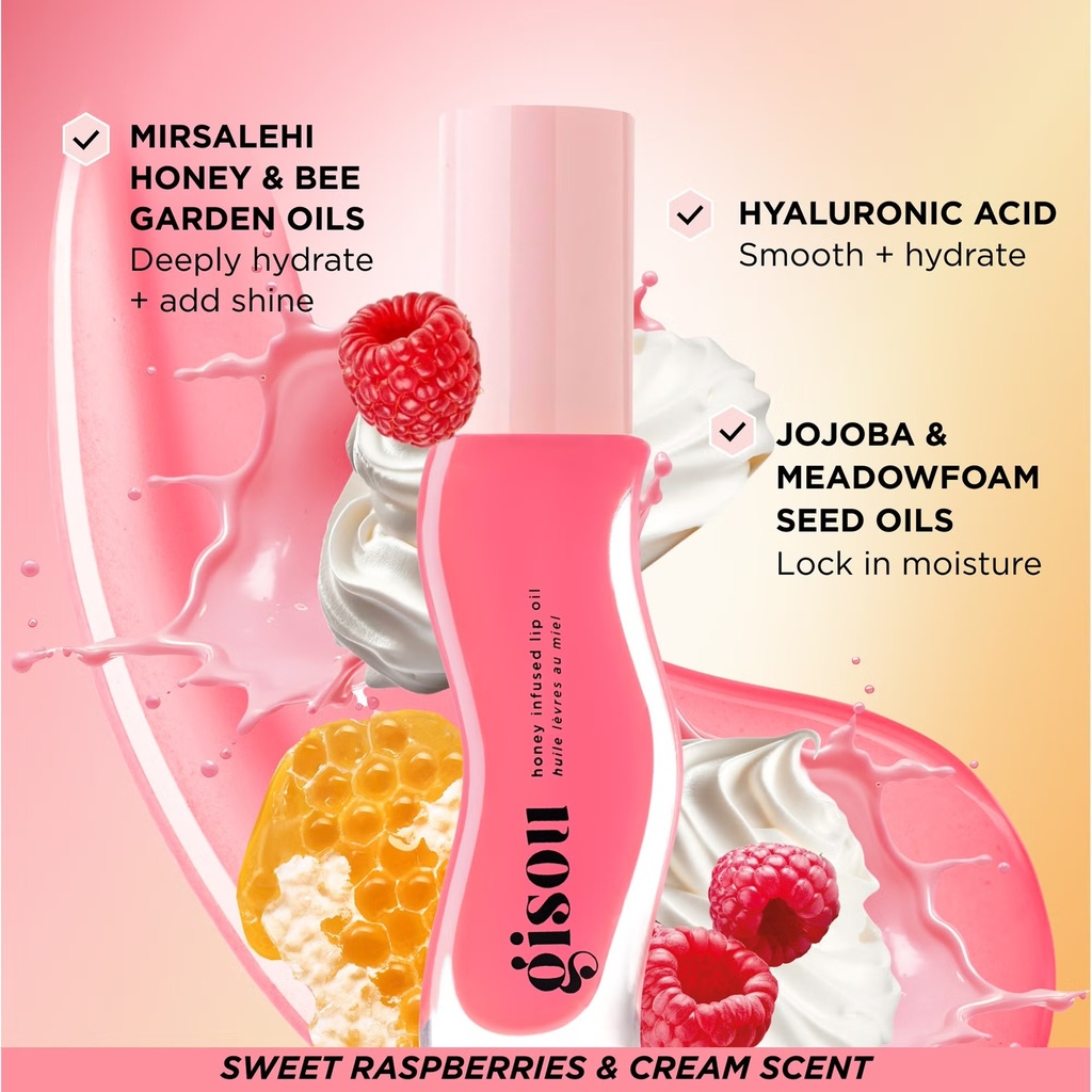Gisou Honey Infused Lip Oil Raspberry Swirl