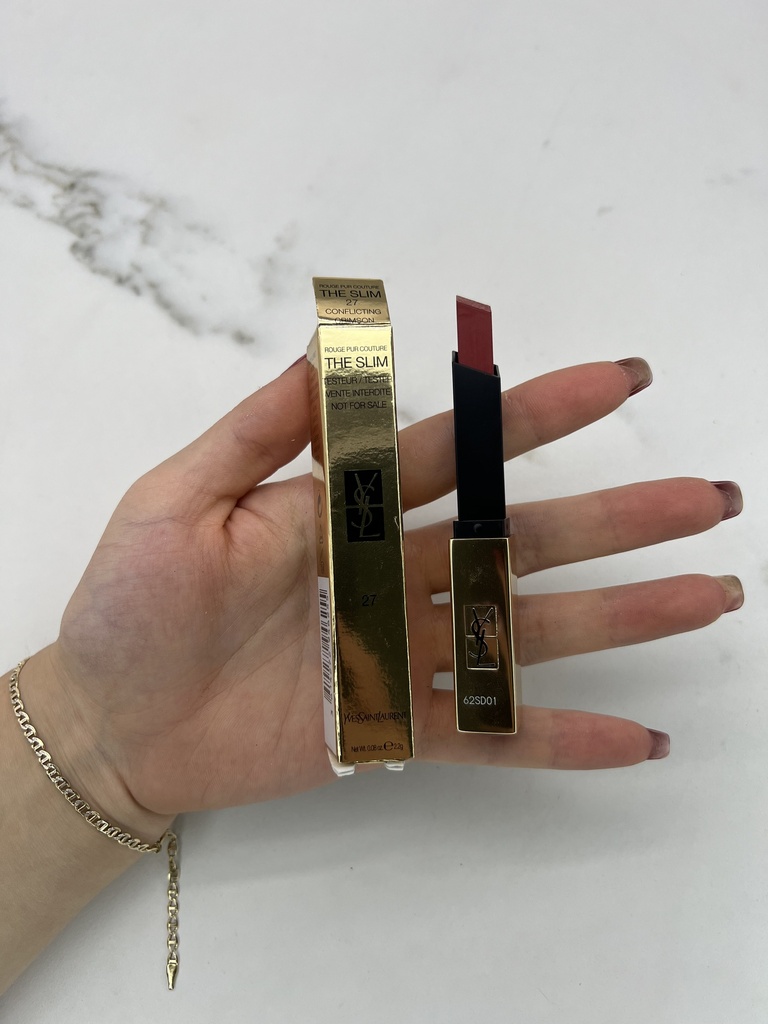 YSL The Slim Lipstick 27 Conflicting Crimson Tester