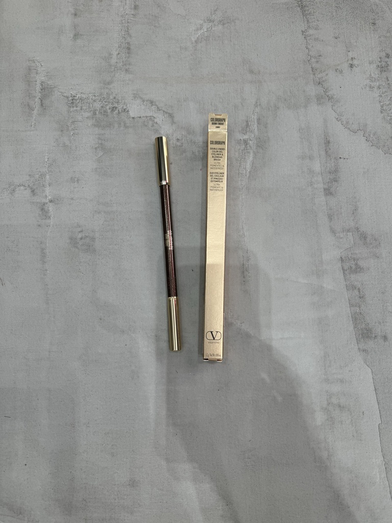 Valentino Colorgraph Double-Ended Color Gel Eyeliner & Blending Brush Brown Fondant Shimmer  