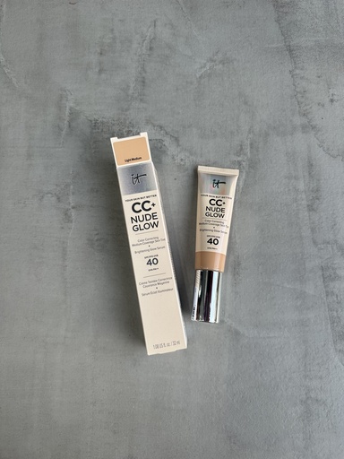 IT Cosmetics CC + Nude Glow Lightweight Foundation + Glow Serum with SPF 40 Light Medium